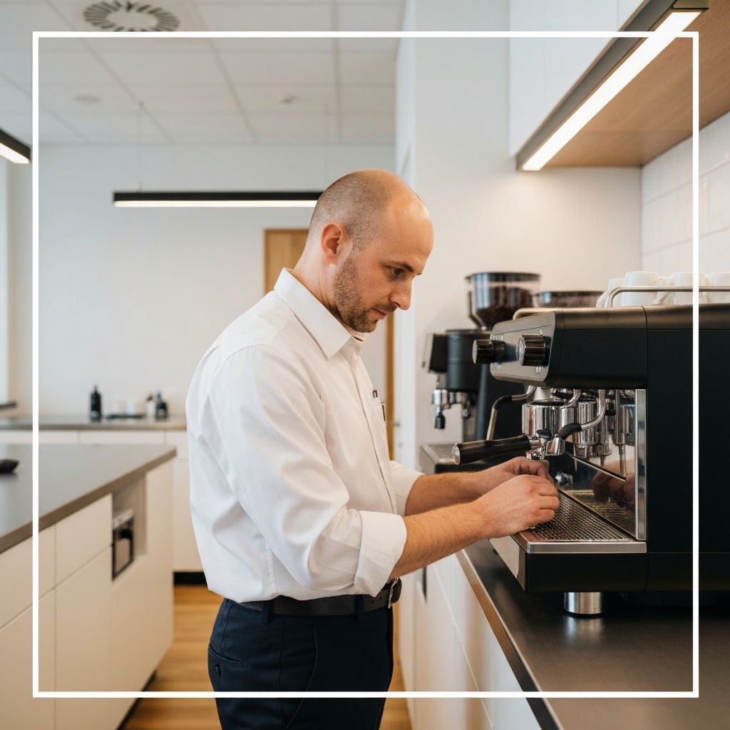Servicetekniker jobber på kaffemaskin